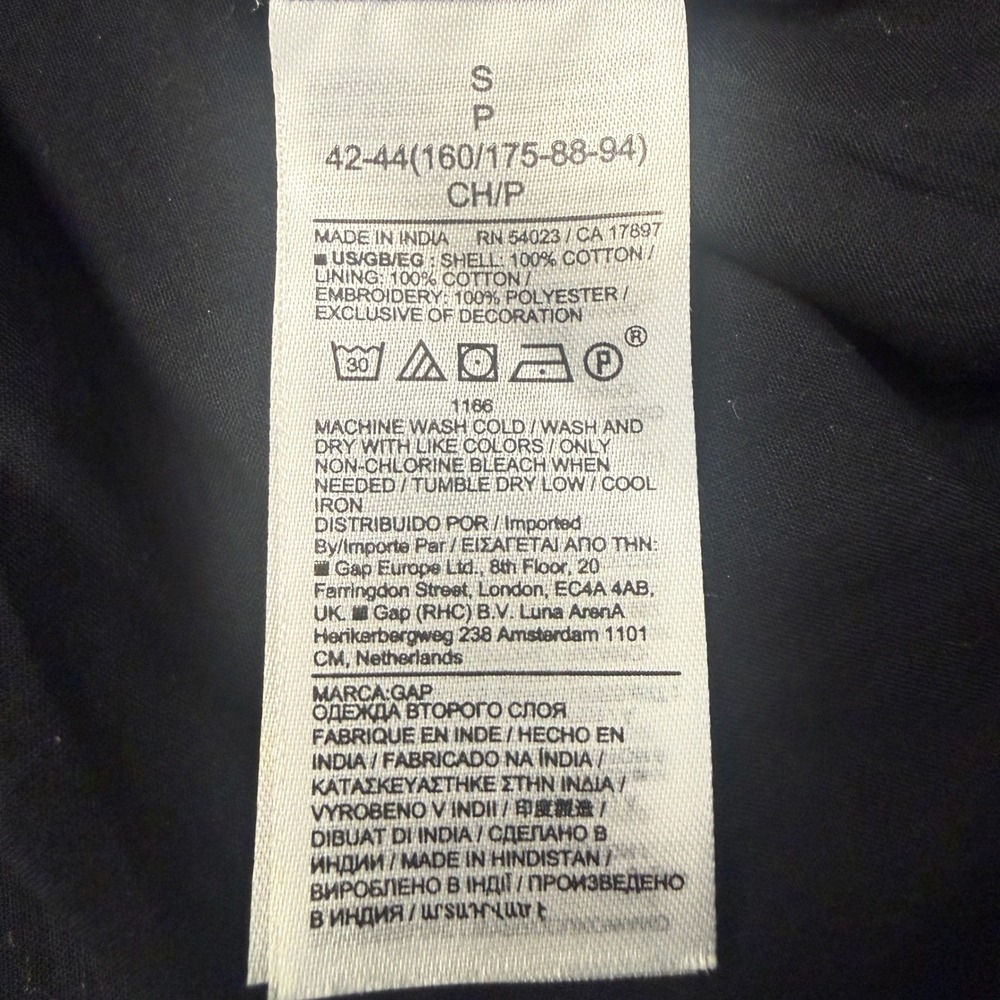 Gap Black Organic Cotton Eyelet Tiered Mini Dress Flutter Sleeve V-Neck Small - Picture 6 of 8